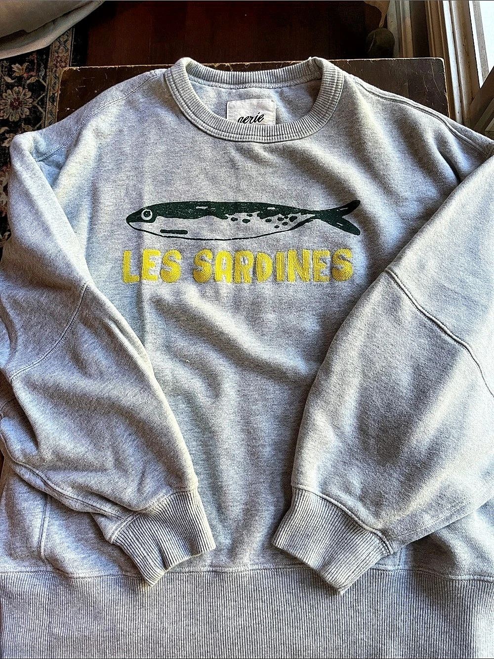 Aerie Les Sardines Graphic Sweatshirt Sardines Gray Sweatshirt